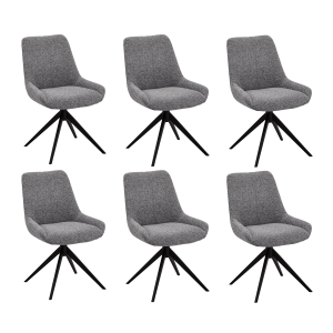Furnhouse eetkamerstoel Helena – Grijs – Stof (Bouclé) – Set van 6