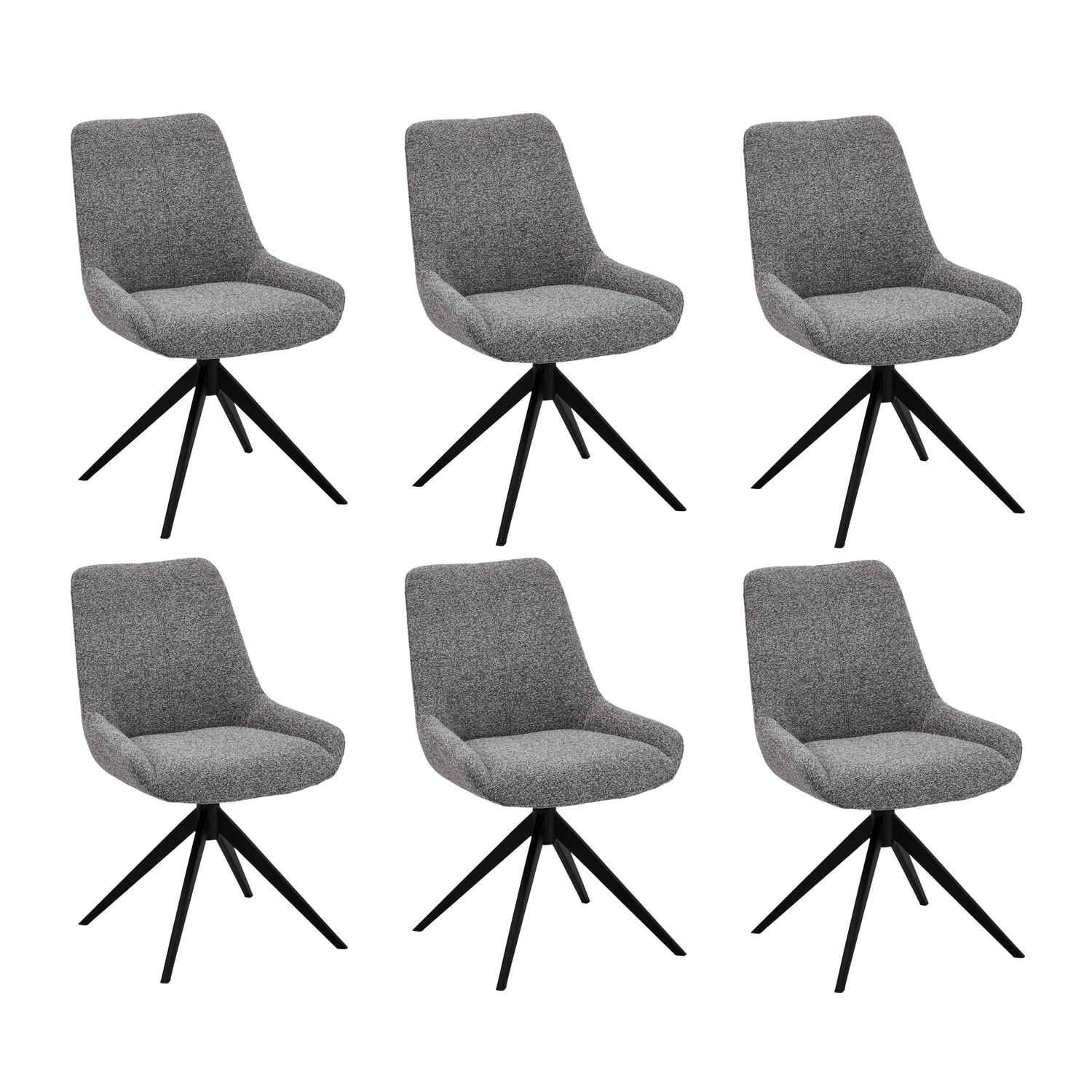 Furnhouse eetkamerstoel Helena - Grijs - Stof (Bouclé) - Set van 6