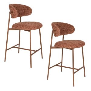 Housecraft Living Claes Barkrukken rugleuning 65 cm Terra – Set van 2 Housecraft Living Claes Barkrukken rugleuning 65 cm Terra – Set van 2