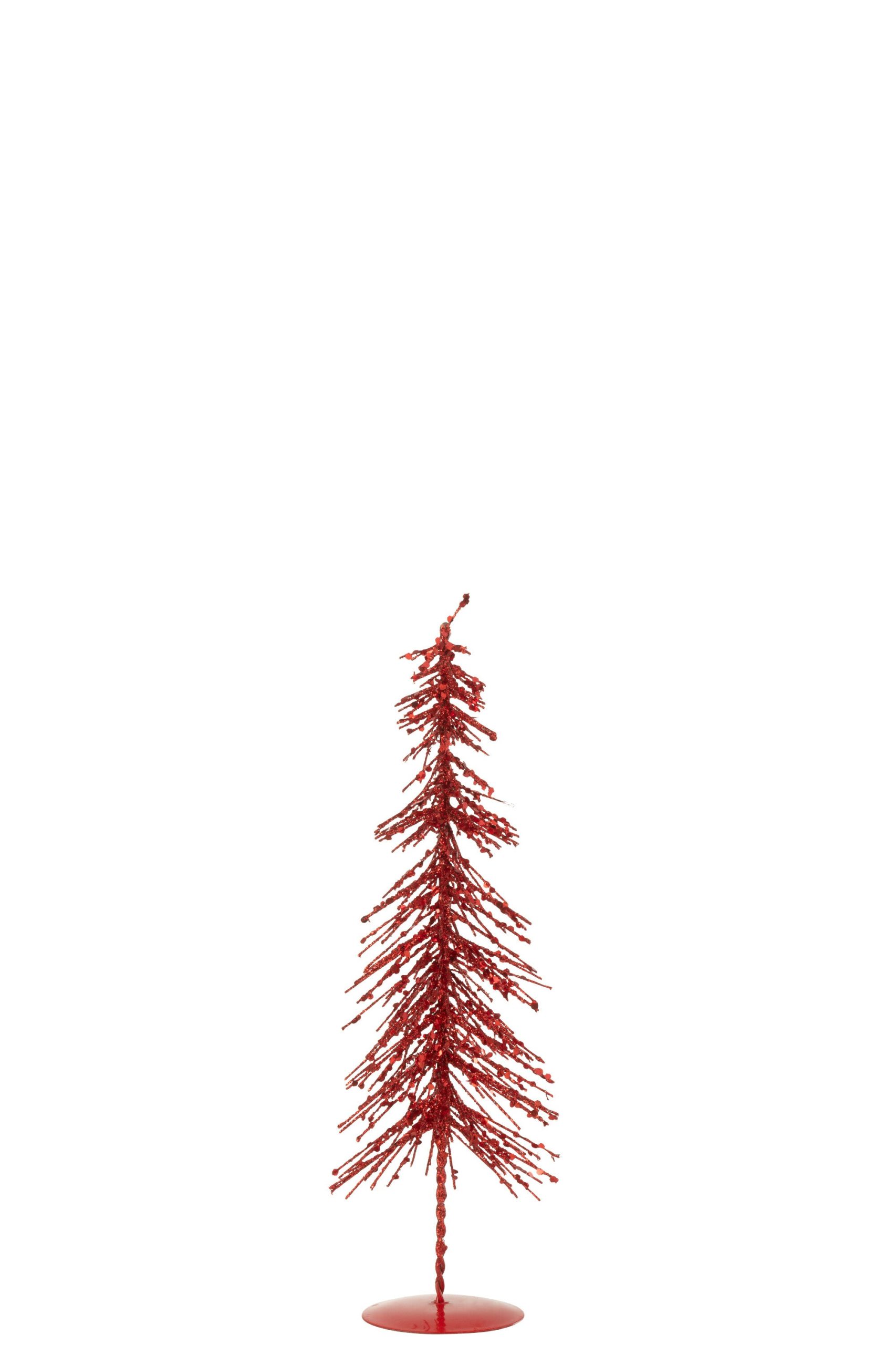 J-Line decoratie Kerstboom Glitters - kunststof - rood - small