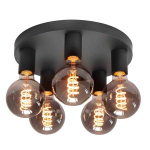 Highlight plafondlamp Basic – 5 lichts – 30 x 9.5 cm – zwart