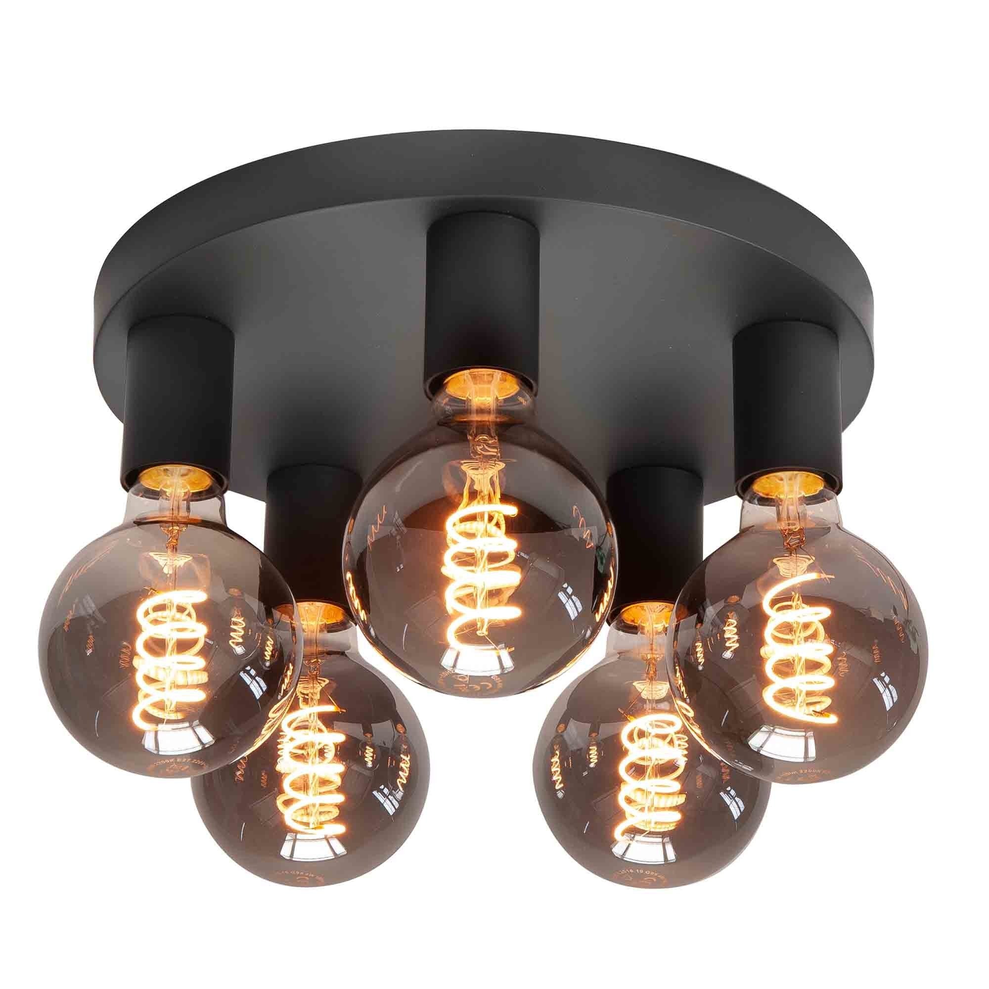 Highlight plafondlamp Basic - 5 lichts - 30 x 9.5 cm - zwart