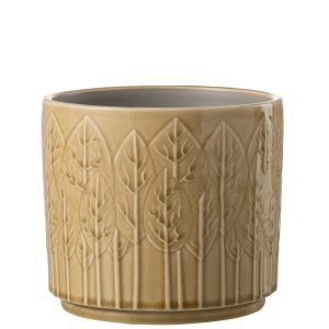 J-Line bloempot Blad – keramiek – beige – large – Ø 17 cm
