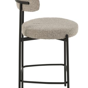 J-Line barstoel Bouclé – multiplex/polyester – grijs/zwart