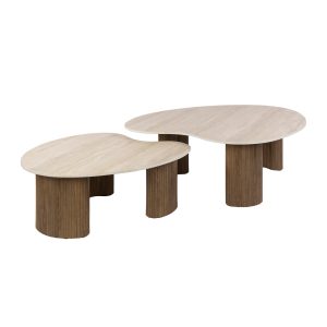 Giga Living Salontafel Ceramo Aperto – Organisch Travertin – Set Van 2 Giga Living Salontafel Ceramo Aperto – Organisch Travertin – Set Van 2