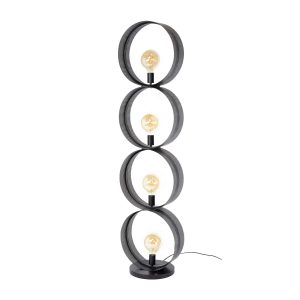 Giga Meubel Vloerlamp Ring – Zwart Metaal – 4-Lichts – 40x30x162cm
