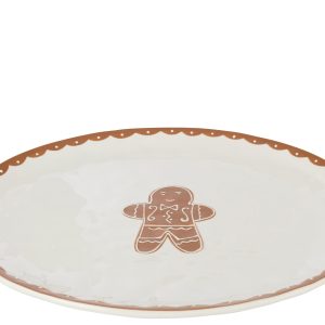 J-Line bord Cookie Ovaal Dolomiet – keramiek – bruin/wit J-Line bord Cookie Ovaal Dolomiet – keramiek – bruin/wit
