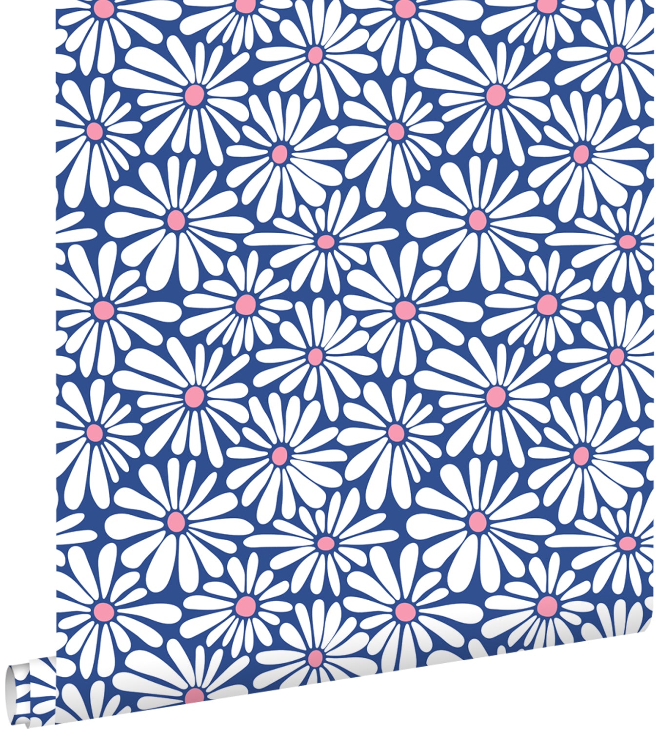 ESTAhome behang madeliefjes blauw en roze - 53 cm x 10.05 m - 131150