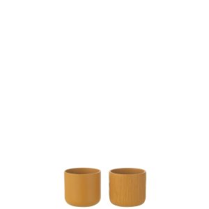 J-Line bloempot Gen – keramiek – oker – XXS – 2 stuks – Ø 7 cm