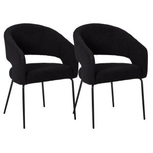 Furnhouse eetkamerstoelen armleuning Natalie – Zwart – Stof (Bouclé) – Furnhouse eetkamerstoelen armleuning Natalie – Zwart – Stof (Bouclé) –