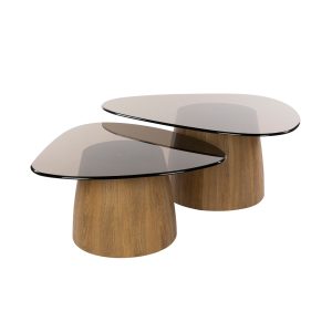 Giga Meubel Salontafel Tinto – Driehoekig Brons Glas – Set van 2 Giga Meubel Salontafel Tinto – Driehoekig Brons Glas – Set van 2