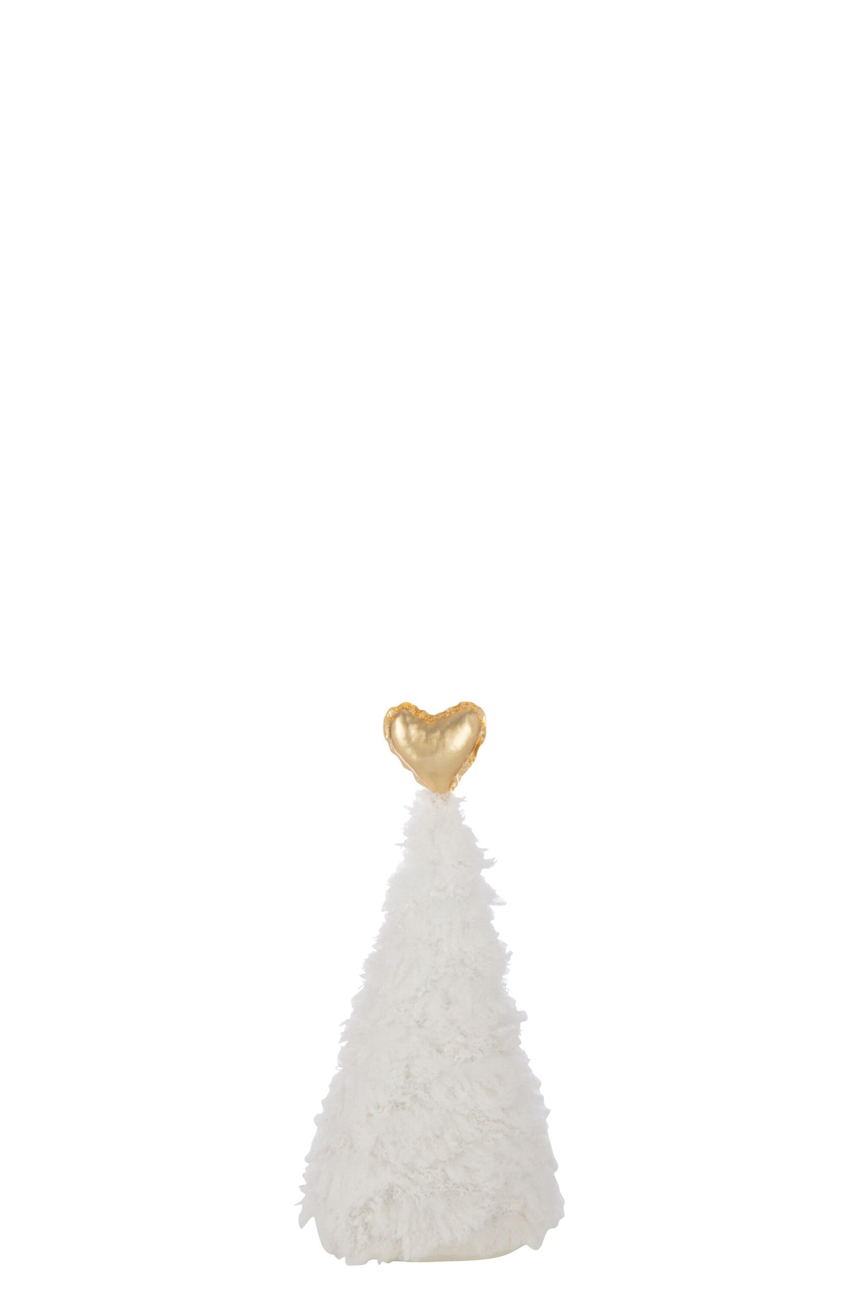 J-Line decoratie Kerstboom Hart - polyresin - wit/goud - small