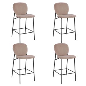 HOME DELUXE CELDA barkrukken fluweel – set van 4 lichtbruin | Barstoel HOME DELUXE CELDA barkrukken fluweel – set van 4 lichtbruin | Barstoel