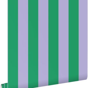 ESTAhome behang strepen groen en lila paars – 53 cm x 10.05 m – 139908 ESTAhome behang strepen groen en lila paars – 53 cm x 10.05 m – 139908