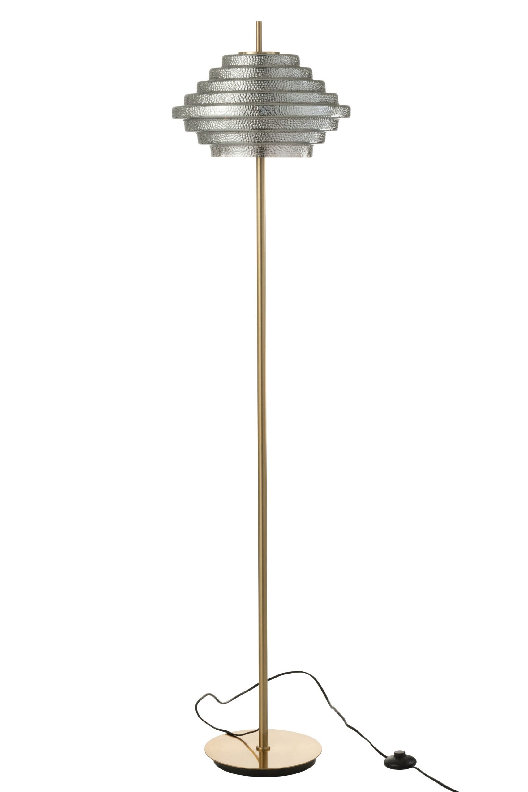 J-Line vloerlamp - metaal/glas - goud - LED lichtjes