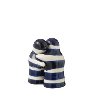 J-Line peper- en zoutmolen set Granada Stripes – keramiek – wit/blauw