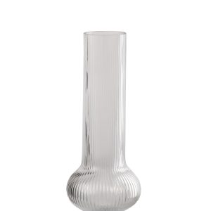 J-Line vaas Ada Geribbeld – glas – transparant – medium
