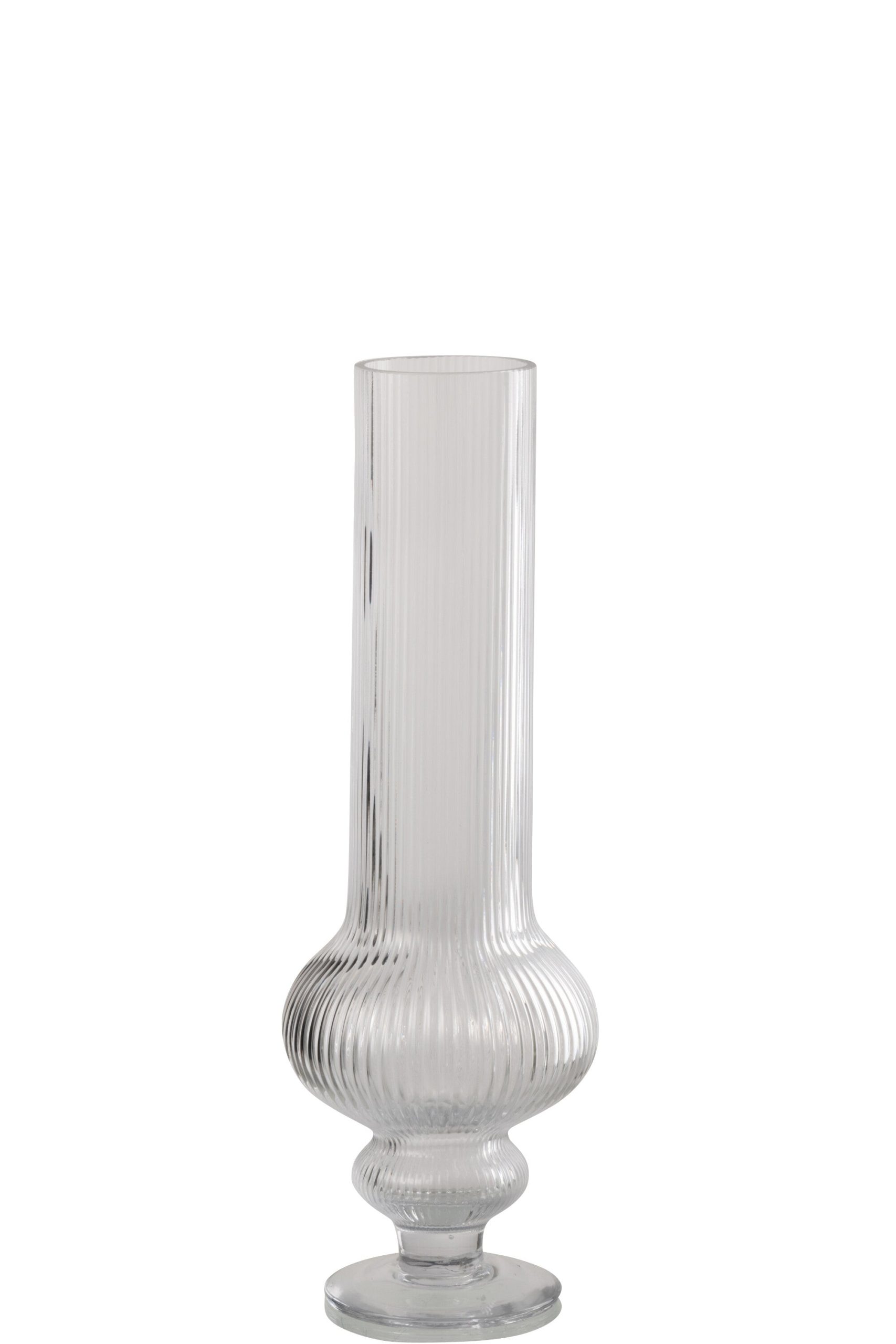 J-Line vaas Ada Geribbeld - glas - transparant - medium