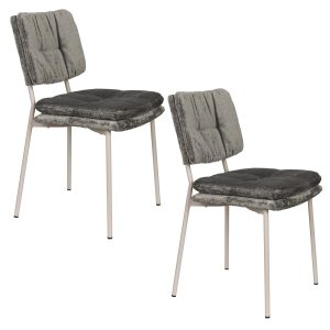 Housecraft Living Franck Eetkamerstoelen Velours Grijs – Set van 2