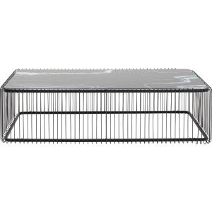 Kare Design Salontafel Wire zwart Marmer Glas 145x70cm Kare Design Salontafel Wire zwart Marmer Glas 145x70cm