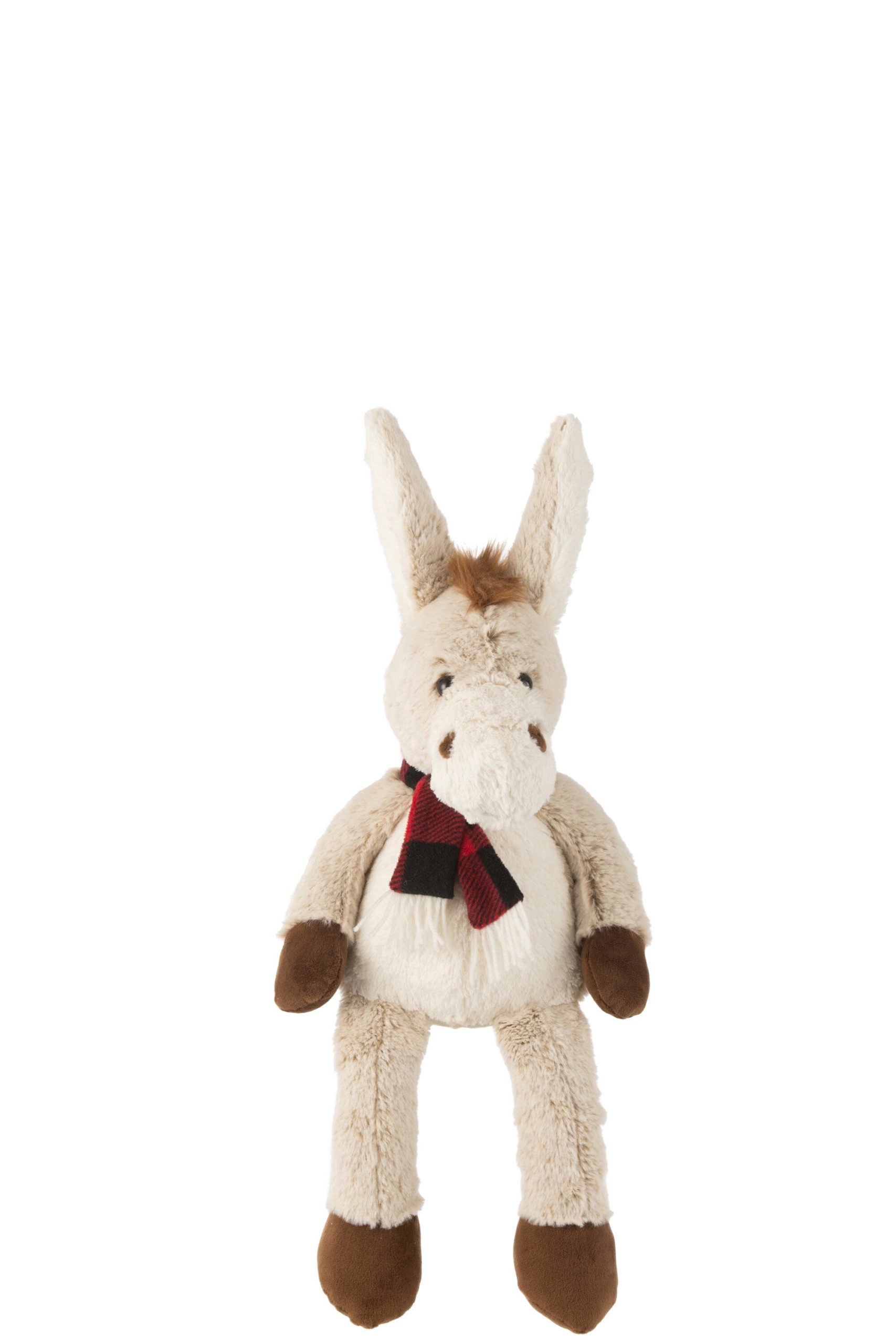 J-Line knuffel Ezel + Sjaal - polyester - beige/bruin - small