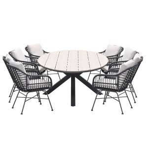 Garden Impressions tuinset Lucas – Tulli zwart – light teak look – 9-d Garden Impressions tuinset Lucas – Tulli zwart – light teak look – 9-d