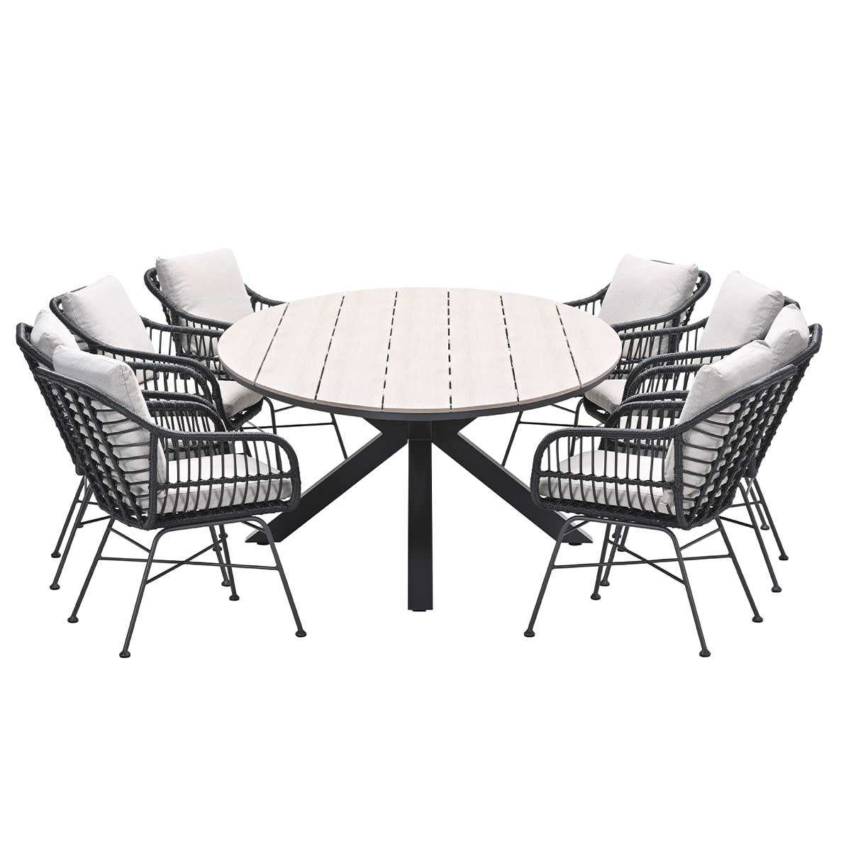 Garden Impressions tuinset Lucas - Tulli zwart - light teak look - 9-d