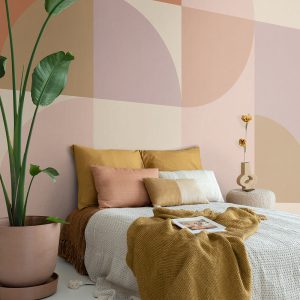 ESTAhome fotobehang cirkels in Bauhaus stijl roze 250 x 279 cm 159367