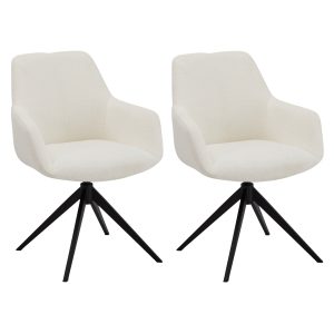 Furnhouse eetkamerstoelen armleuning Helena – Crème wit – Stof (Bouclé