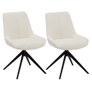 Furnhouse eetkamerstoel Helena – Crème wit – Stof (Bouclé) – Set van 2