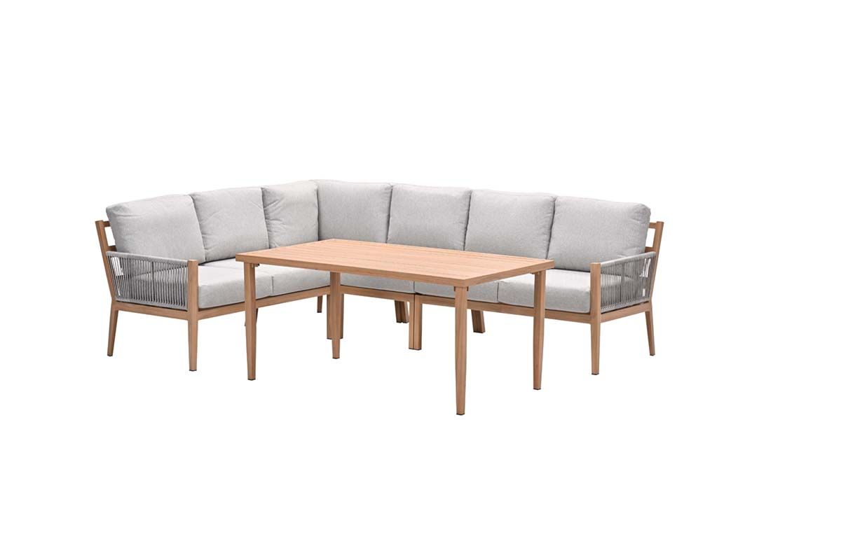 Sardinia lounge-diningset - 5-dlg. - light teaklook - sand - sand