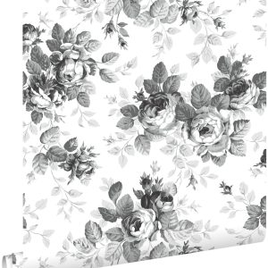 ESTAhome behang rozen zwart en wit – 53 cm x 10.05 m – 138112