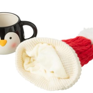 J-Line mok + muts Pinguin – keramiek – mix – giftbox J-Line mok + muts Pinguin – keramiek – mix – giftbox