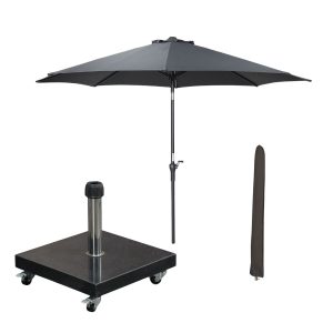 Garden Impressions stokparasol Lotus donker grijs 250×250 cm met Eurek