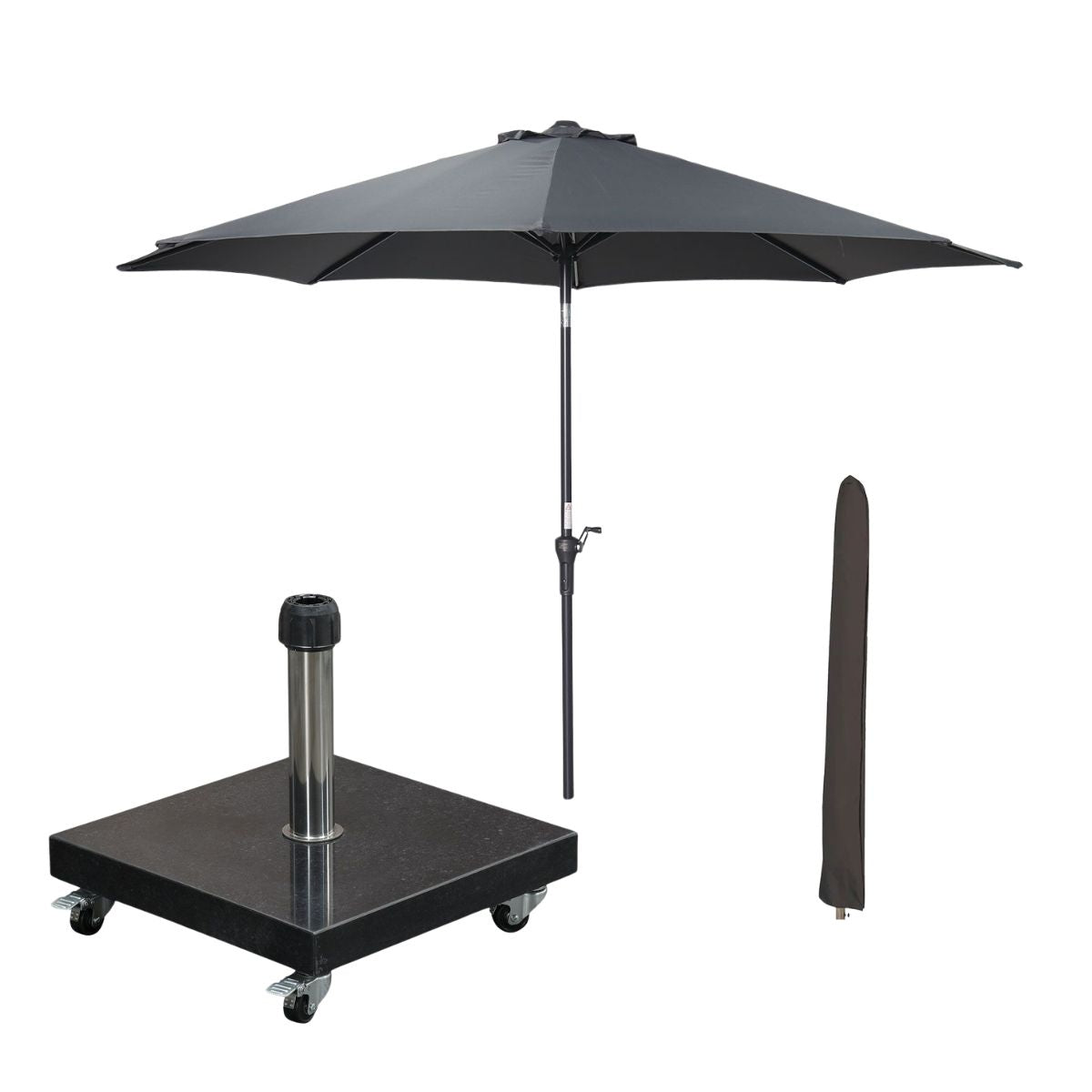 Garden Impressions stokparasol Lotus donker grijs 250x250 cm met Eurek