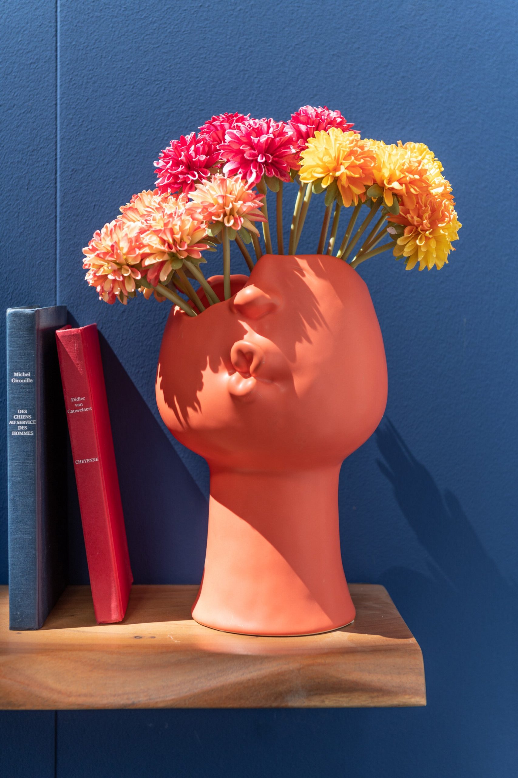 J-Line bloempot Enya - porselein - terracotta - Ø 17 cm