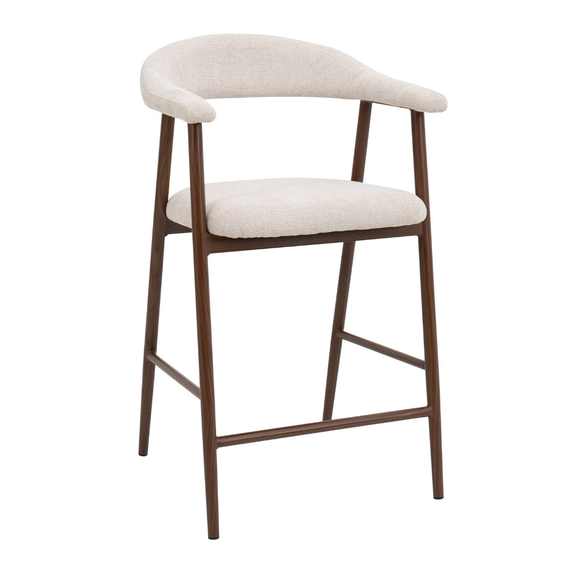 Giga Meubel Barstoel Mila - Beige Stof/Walnoot - Zithoogte 65cm - Set