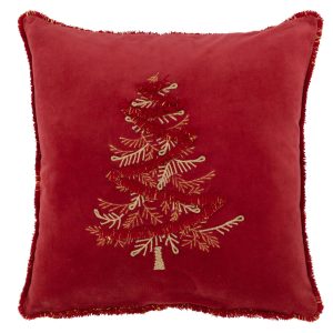 J-Line kussen Boom – textiel – rood/goud