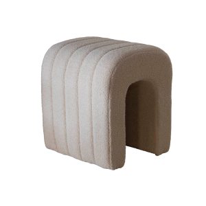 Giga Meubel Poef Sera – Taupe – Bouclé – 41x38x45cm