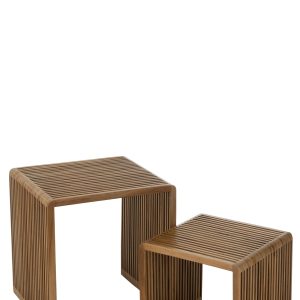 J-Line bijzettafel Kubus Gerecycleerd – hout – naturel – set van 2 J-Line bijzettafel Kubus Gerecycleerd – hout – naturel – set van 2