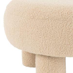 J-Line kruk Rond Teddy Voeten Bouclé – textiel – beige J-Line kruk Rond Teddy Voeten Bouclé – textiel – beige
