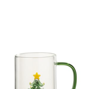 J-Line drinkglas Kerstboom – glas – transparant/groen J-Line drinkglas Kerstboom – glas – transparant/groen