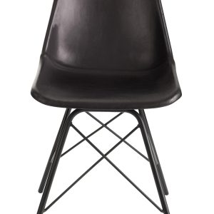 J-Line stoel Loft – leer/metaal – zwart – 2 stuks