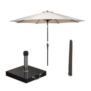 Garden Impressions stokparasol Lotus ecru Ø300 cm met Cosmo voet en ho