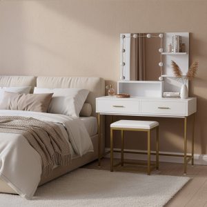 Home Deluxe kaptafel KASIA wit/goud