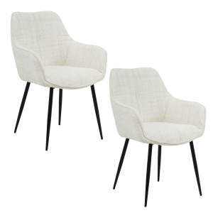 Housecraft Living Jez Eetkamerstoelen met armleuning Beige – Set van 2