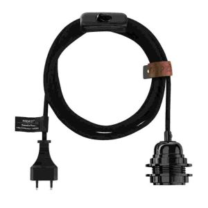 HOOPZI Pendelsnoer – zwart – linnen – 4.5 meter – max 40W – fitting E2
