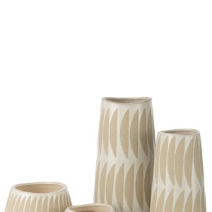 J-Line vaas Kai – keramiek – beige/wit – large – 40 cm hoog