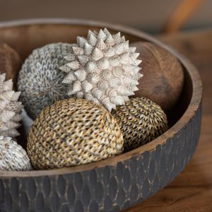 J-Line decoratie Bal Noa – schelpen – bruin – small – 2 stuks
