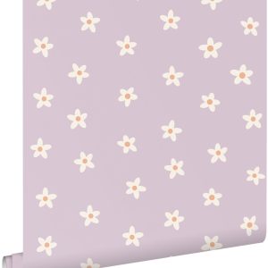 ESTAhome behang madeliefjes lila paars – 53 cm x 10.05 m – 131114